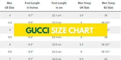 gucci sneakers size chart